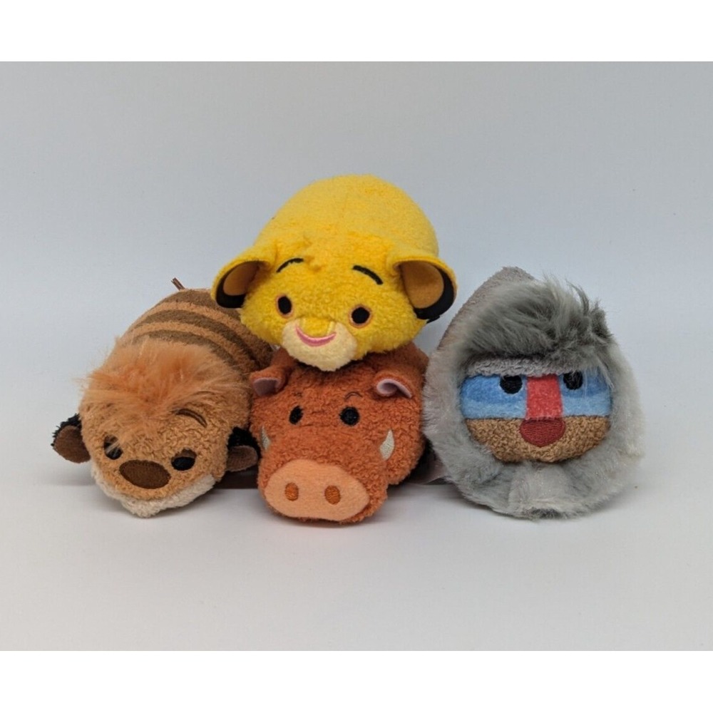 Disney Tsum Tsum Lion King Mini Plush 3.5" Simba Rafiki Timon Pumbaa Lot of 4